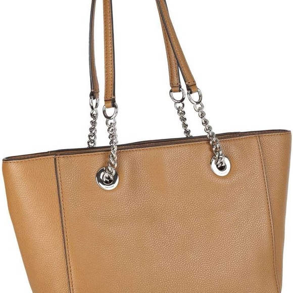 Coach Turnlock Chain Tote Leather in Brown Tan color Bag - Picture 3 of 10